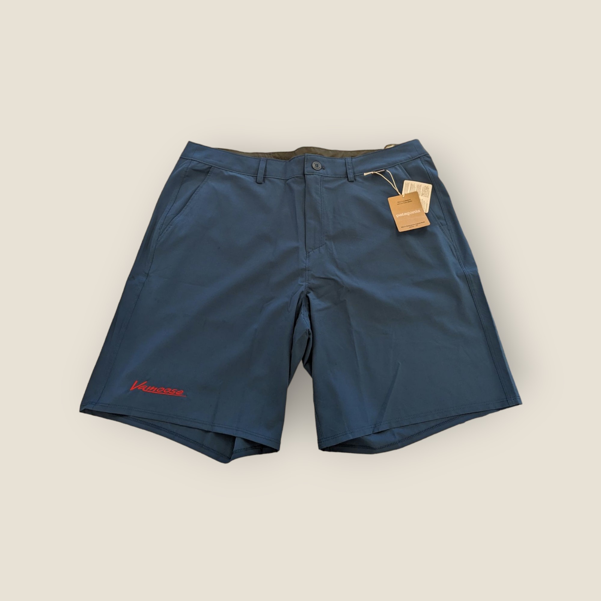 Patagonia shorts custom embroidered with the Vamoose logo