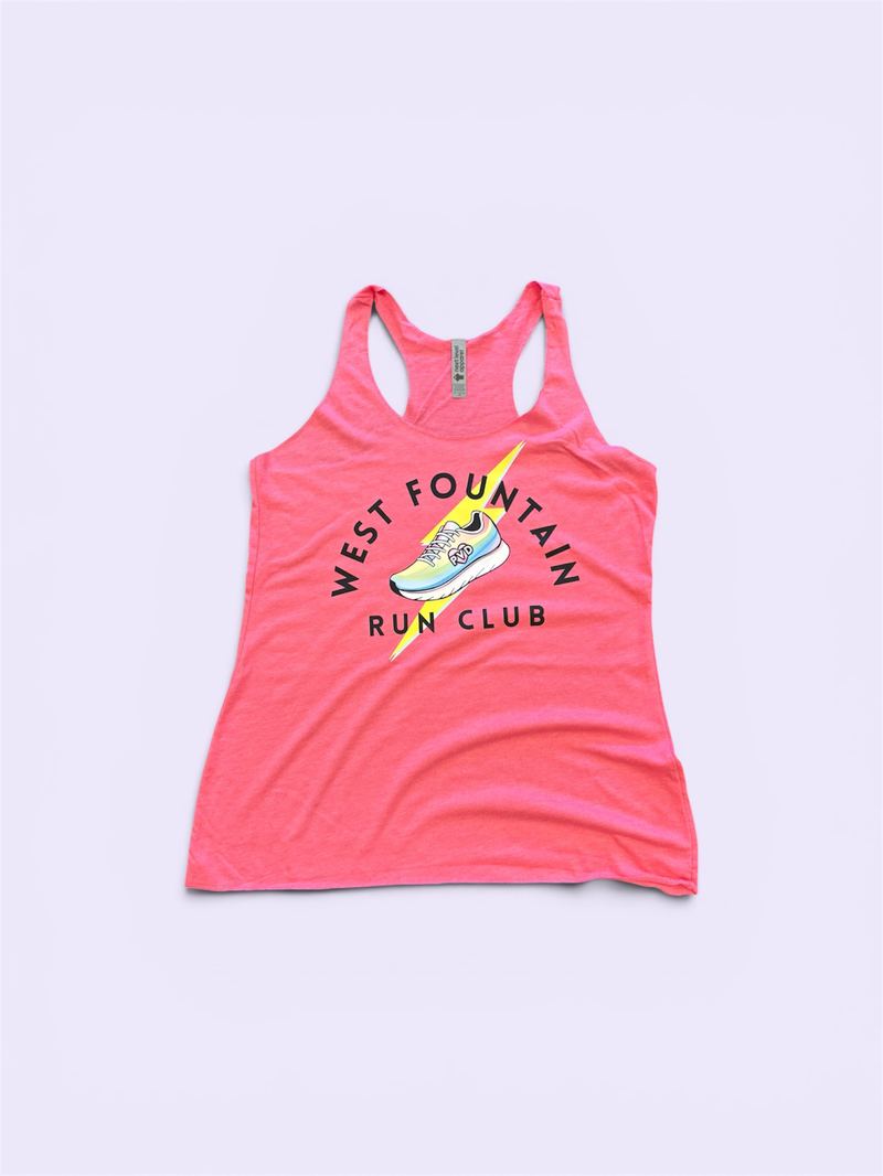Screen-printed tank top for a Rhode Island road race and run club event